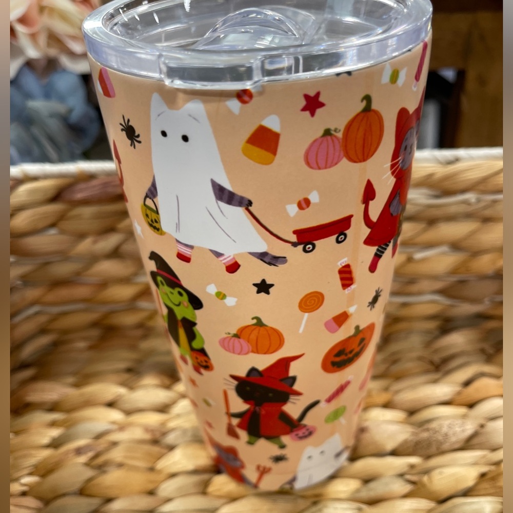 Halloween Cats in Costume Peach Insulated Stainless Tumbler Clementine NwT